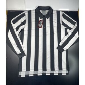 NWT Smitty Officials Referee Shirt Black White Striped Quarter Zip Mens 2XL XXL